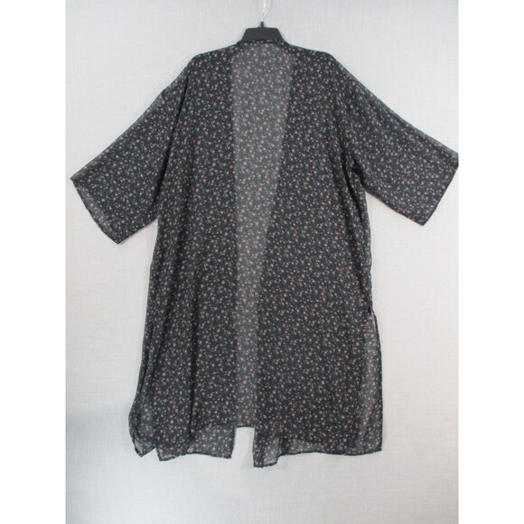 Vintage Floral Kimono Cardigan  Size - L  Semi-Sheer Lightweight Cover-Up - Picture 7 of 8